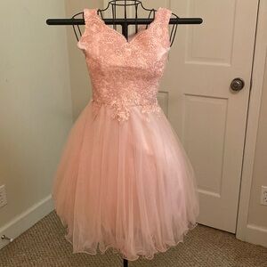 Pink lace and tulle pageant dress